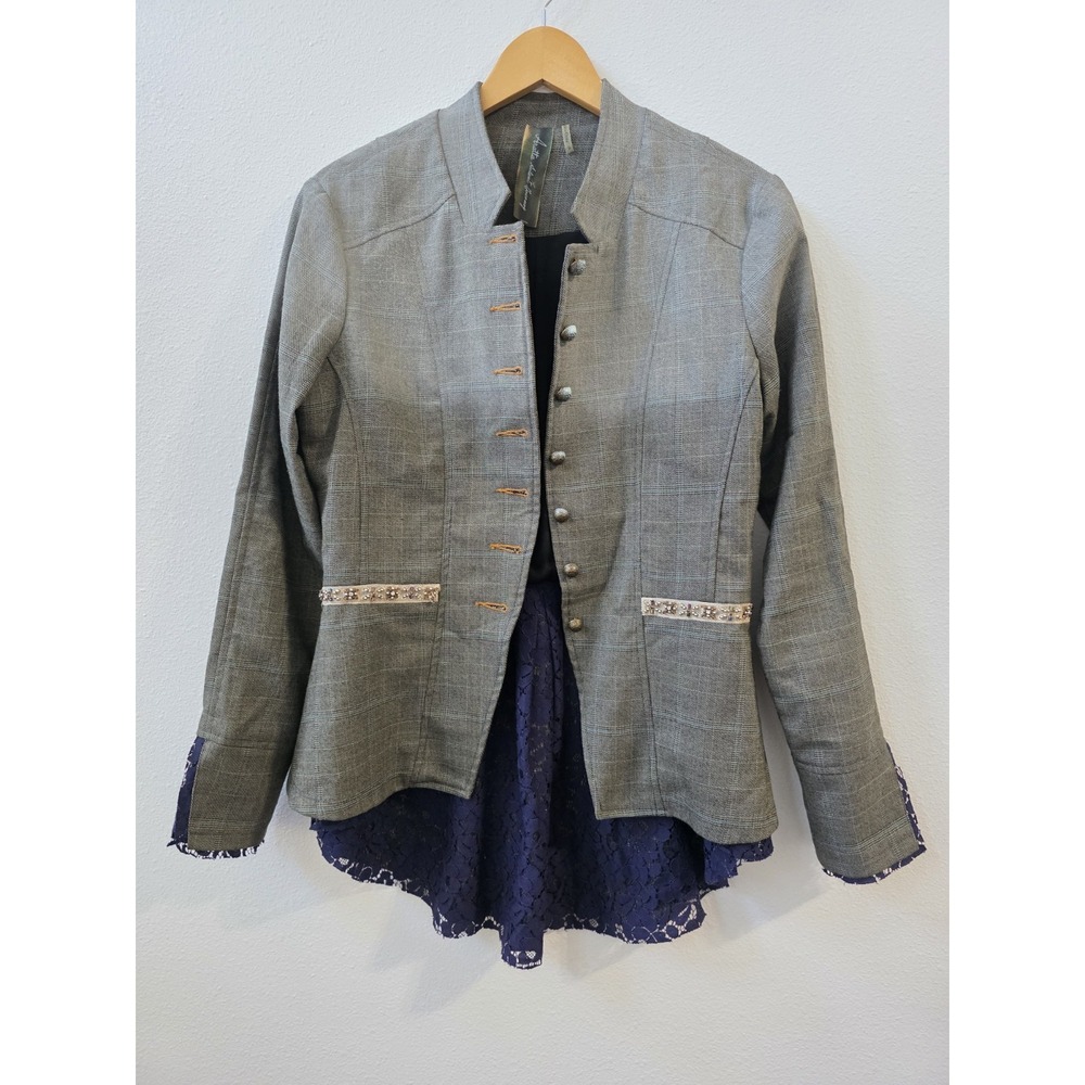 Aratta Silent Journey Beaded / Lace Blazer Jacket Women's Size Small Boho Artsy